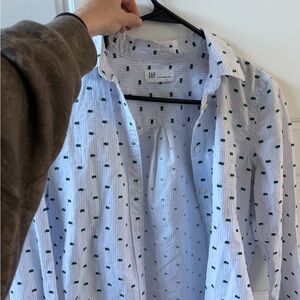 GAP Striped Button down Shirt with Green Pattern